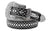 Mens b.b. simon black kish belt with clear ice crystals and silver finish